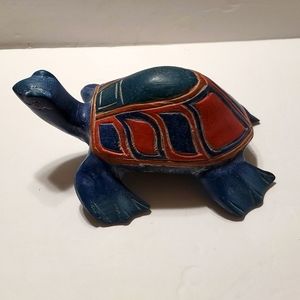 Vintage Carved and Painted Wooden Sea Turtle